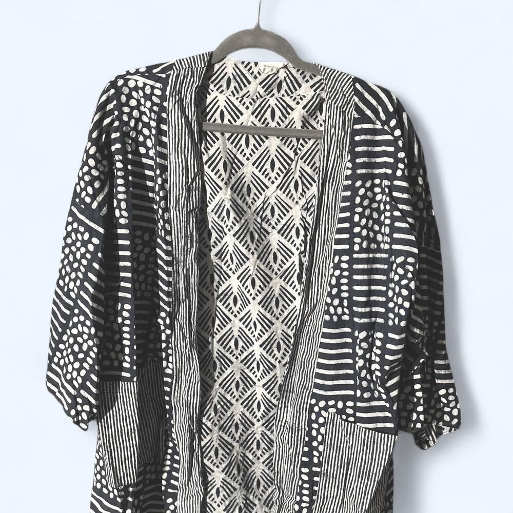 World Market Boho Linen Patterned Kimono